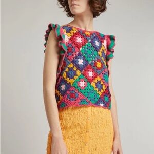 Farm Rio Crochet Square Vest Size M